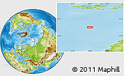 Physical Location Map of the area around 76° 29' 33" N, 48° 31' 29" E