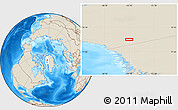 Shaded Relief Location Map of the area around 76° 29' 33" N, 55° 10' 29" W
