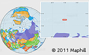 Political Location Map of the area around 76° 29' 33" N, 71° 28' 29" E
