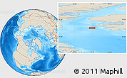 Shaded Relief Location Map of the area around 76° 29' 33" N, 72° 10' 30" W