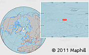 Gray Location Map of the area around 76° 44' 41" N, 0° 4' 30" E, hill shading