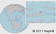 Gray Location Map of the area around 76° 44' 41" N, 106° 10' 30" W, hill shading