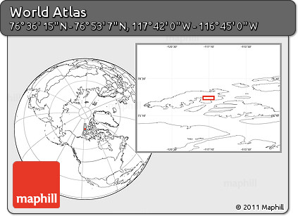 Blank Location Map of the Area around 76° 44' 41" N, 117° 13' 29" W