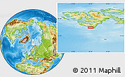 Physical Location Map of the area around 76° 44' 41" N, 16° 13' 30" E