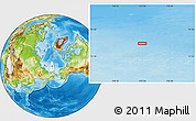 Physical Location Map of the area around 76° 44' 41" N, 173° 28' 29" E