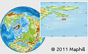 Physical Location Map of the area around 76° 44' 41" N, 23° 1' 29" E