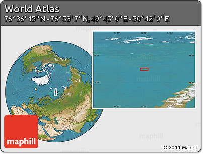 Satellite Location Map of the Area around 76° 44' 41" N, 50° 13' 30" E