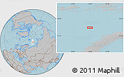 Gray Location Map of the area around 76° 44' 41" N, 53° 37' 30" E, hill shading