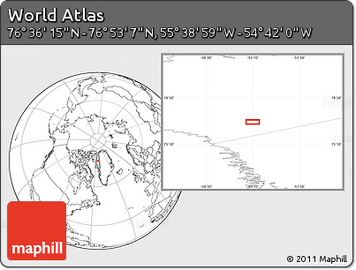 Blank Location Map of the Area around 76° 44' 41" N, 55° 10' 29" W