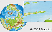 Physical Location Map of the area around 76° 44' 41" N, 65° 31' 30" E