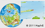 Physical Location Map of the area around 76° 44' 41" N, 68° 55' 30" E
