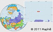 Political Location Map of the area around 76° 44' 41" N, 70° 37' 30" E