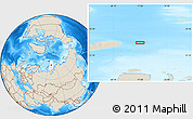Shaded Relief Location Map of the area around 76° 44' 41" N, 71° 28' 29" E