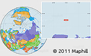 Political Location Map of the area around 76° 44' 41" N, 72° 19' 29" E