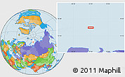 Political Location Map of the area around 76° 44' 41" N, 73° 10' 30" E