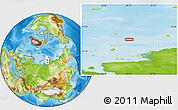Physical Location Map of the area around 76° 44' 41" N, 84° 13' 29" E