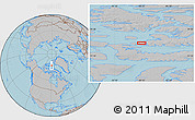 Gray Location Map of the area around 76° 44' 41" N, 89° 10' 30" W, hill shading