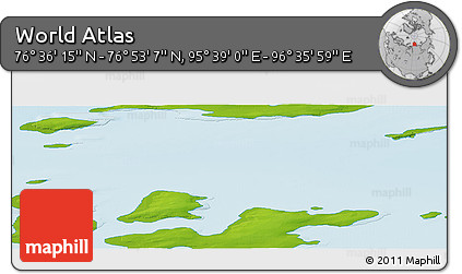 Physical Panoramic Map of the Area around 76° 44' 41" N, 96° 7' 30" E