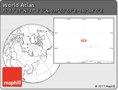 Blank Location Map of the Area around 76° 59' 43" N, 140° 19' 29" E