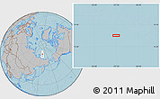 Gray Location Map of the area around 76° 59' 43" N, 157° 19' 29" E, hill shading