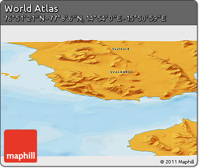 Political 3D Map of the Area around 76° 59' 43" N, 15° 22' 30" E