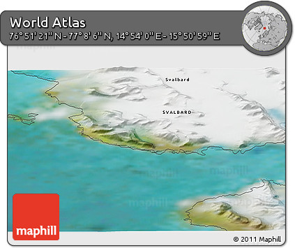 Satellite 3D Map of the Area around 76° 59' 43" N, 15° 22' 30" E