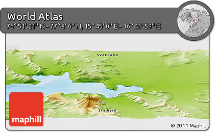Physical Panoramic Map of the Area around 76° 59' 43" N, 16° 13' 30" E