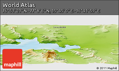 Physical Panoramic Map of the Area around 76° 59' 43" N, 16° 13' 30" E