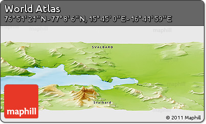 Physical Panoramic Map of the Area around 76° 59' 43" N, 16° 13' 30" E