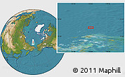 Satellite Location Map of the area around 76° 59' 43" N, 176° 52' 30" E
