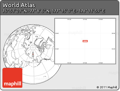 Blank Location Map of the Area around 76° 59' 43" N, 177° 43' 29" E