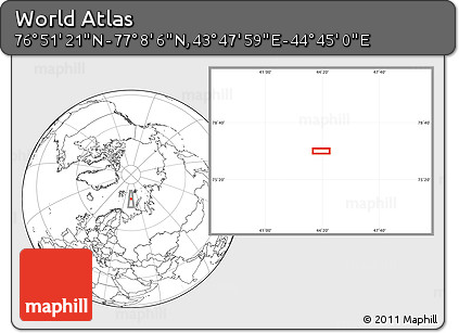 Blank Location Map of the Area around 76° 59' 43" N, 44° 16' 29" E
