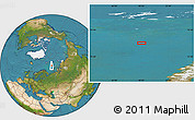 Satellite Location Map of the area around 76° 59' 43" N, 49° 22' 30" E