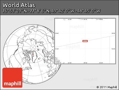 Blank Location Map of the Area around 76° 59' 43" N, 49° 13' 30" W