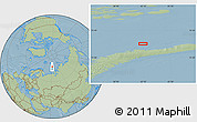 Savanna Style Location Map of the area around 76° 59' 43" N, 62° 7' 30" E, hill shading