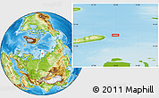 Physical Location Map of the area around 76° 59' 43" N, 70° 37' 30" E