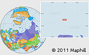 Political Location Map of the area around 76° 59' 43" N, 70° 37' 30" E