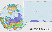 Political Location Map of the area around 76° 59' 43" N, 72° 19' 29" E