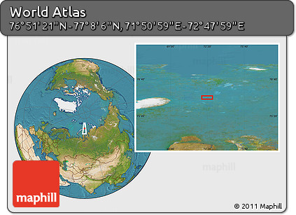 Satellite Location Map of the Area around 76° 59' 43" N, 72° 19' 29" E