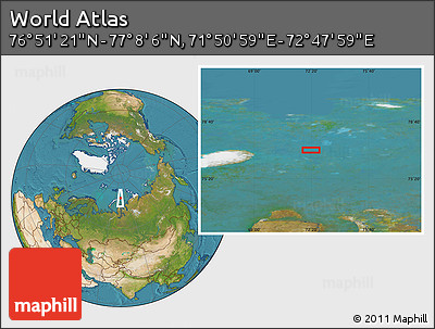 Satellite Location Map of the Area around 76° 59' 43" N, 72° 19' 29" E