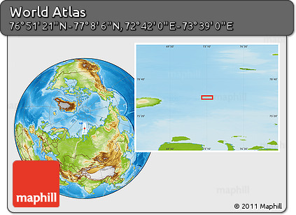 Physical Location Map of the Area around 76° 59' 43" N, 73° 10' 30" E