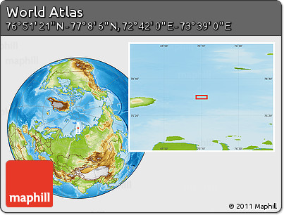 Physical Location Map of the Area around 76° 59' 43" N, 73° 10' 30" E