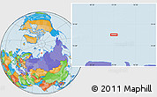 Political Location Map of the area around 76° 59' 43" N, 73° 10' 30" E