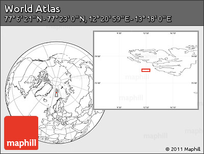 Blank Location Map of the Area around 77° 14' 40" N, 12° 49' 29" E