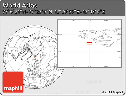 Blank Location Map of the Area around 77° 14' 40" N, 12° 49' 29" E