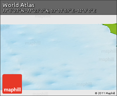 Physical 3D Map of the Area around 77° 14' 40" N, 13° 40' 30" E