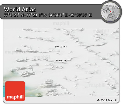 Satellite 3D Map of the Area around 77° 14' 40" N, 15° 22' 30" E