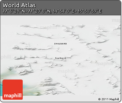 Satellite 3D Map of the Area around 77° 14' 40" N, 15° 22' 30" E