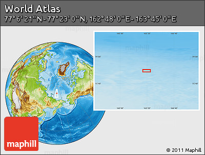 Physical Location Map of the Area around 77° 14' 40" N, 163° 16' 30" E