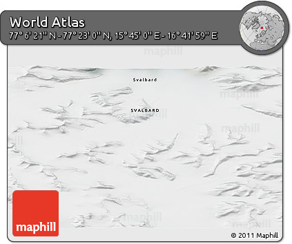 Satellite 3D Map of the Area around 77° 14' 40" N, 16° 13' 30" E